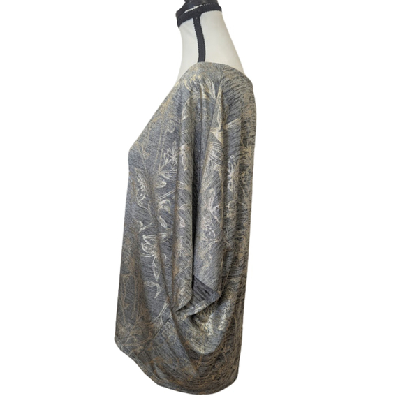 Metallic Foil Dolman Top | WHBM Gold Floral V-Neck Soft Knit Blouse M NWT - Picture 5 of 13